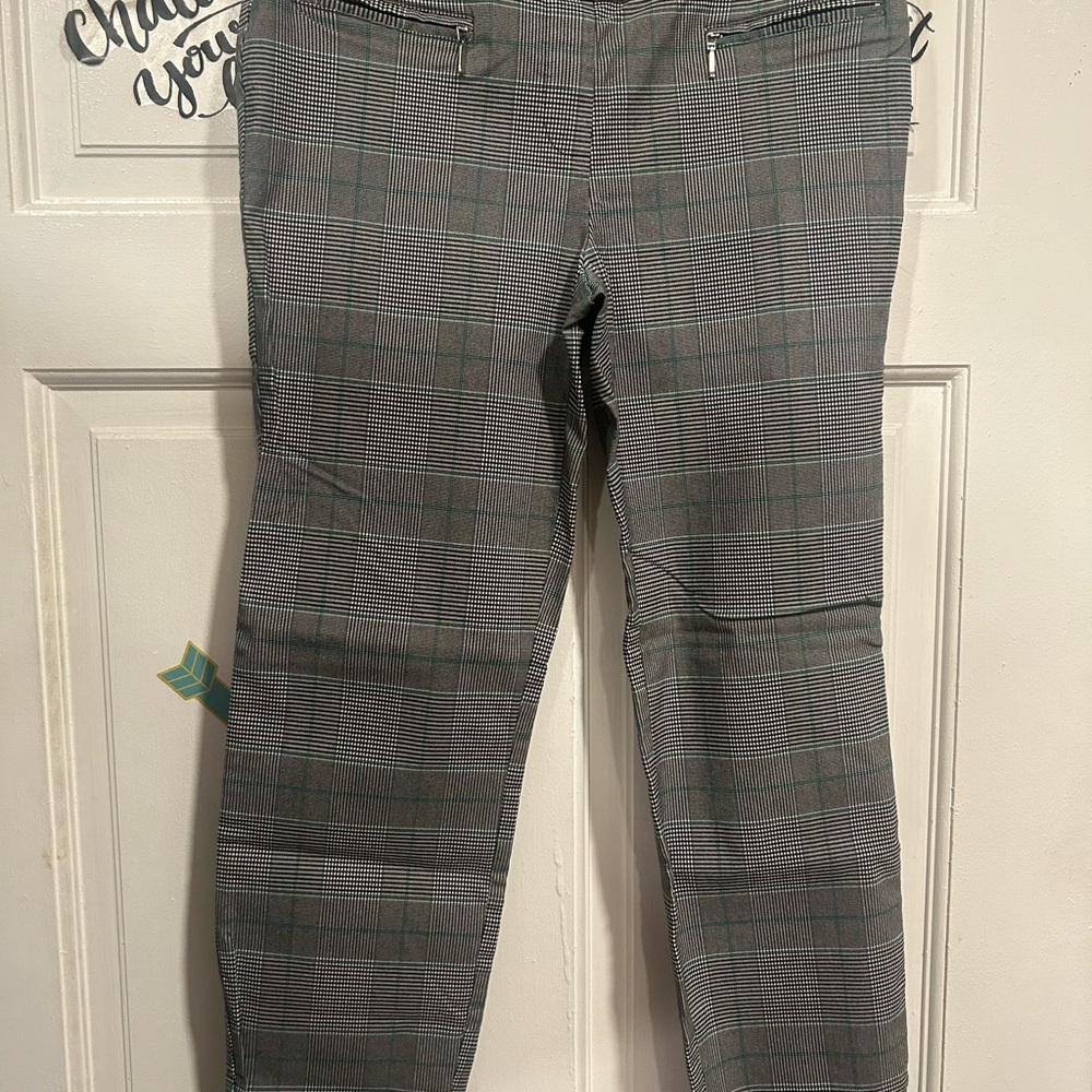Soho Black and Green Plaid Pants
